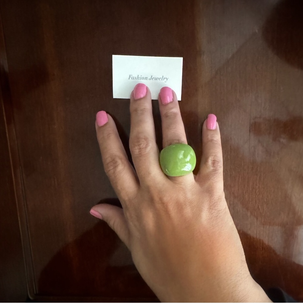 Green Resin Statement Ring Size 8
